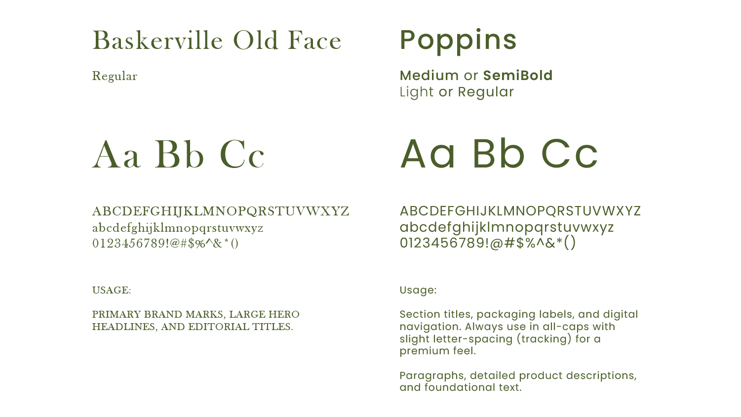 Typographic Hierarchy showcasing Baskerville and Poppins