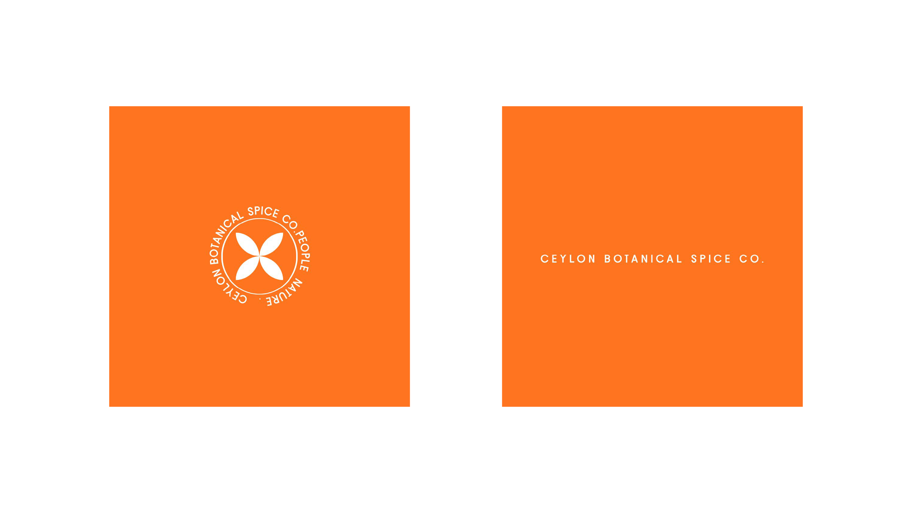 The client's own logo concept, delivered before I was brought on: an orange seal with a four-petal mark for Ceylon Botanical Spice Co.
